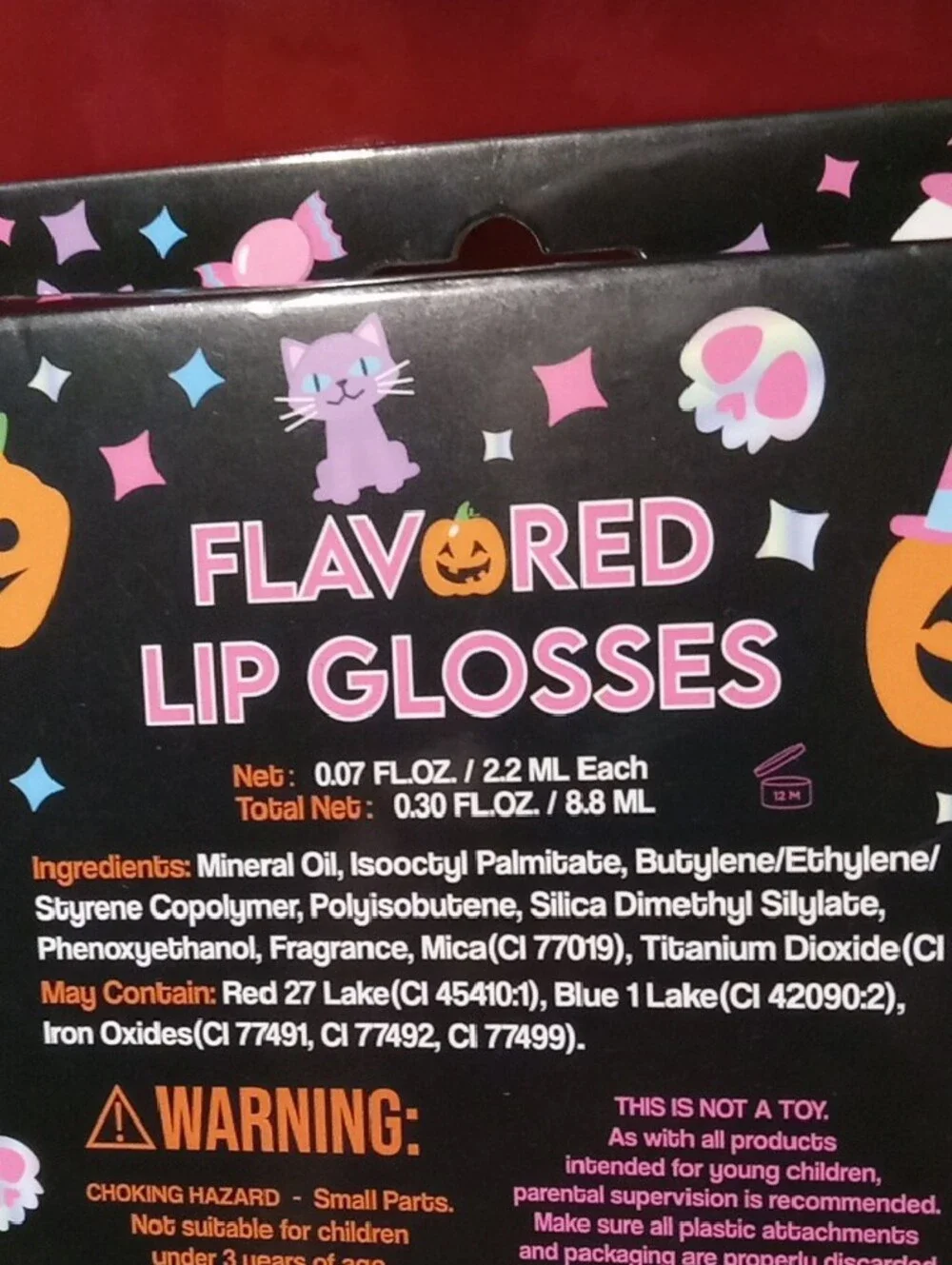 Flavored Lip Glosses Halloween Set – Pink, Black, Orange, White